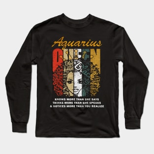 Aquarius black queen Long Sleeve T-Shirt